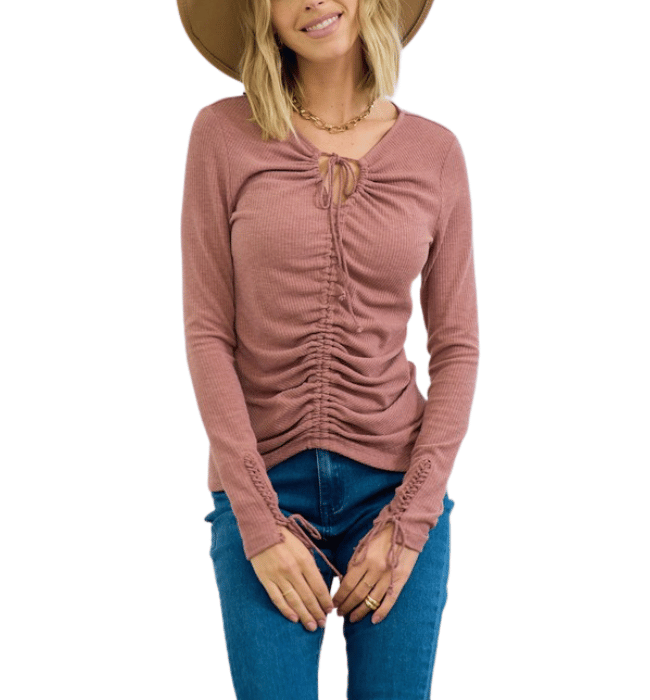 Kirsten Cinched Front Top - Hudson Square Boutique LLC