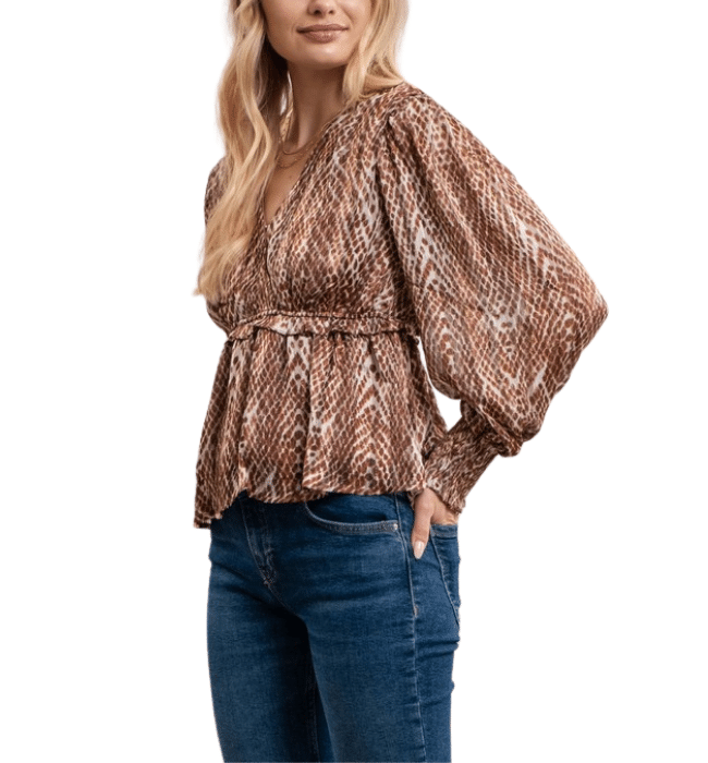Addison Snake Skin Blouse - Hudson Square Boutique LLC