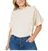 Cream Ruffle Mock Neck Dolman Tee - Hudson Square Boutique LLC